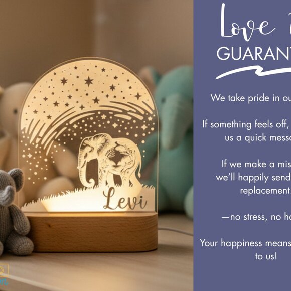 Personalized Elephant Night Light – Custom LED Lamp for Kids Room - Picture 6 of 8